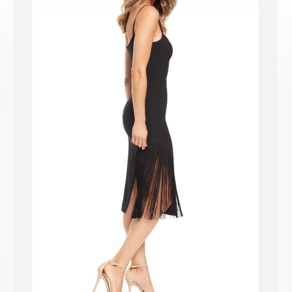Dress The Population Rory Fringe Midi Dress in Black Size Medium - Picture 3 of 11